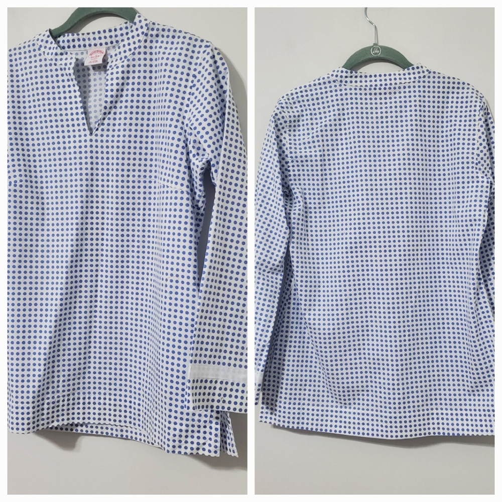 Brooks Brothers Blue and White Cotton Polka Pajama Set Women Medium - Picture 2 of 7